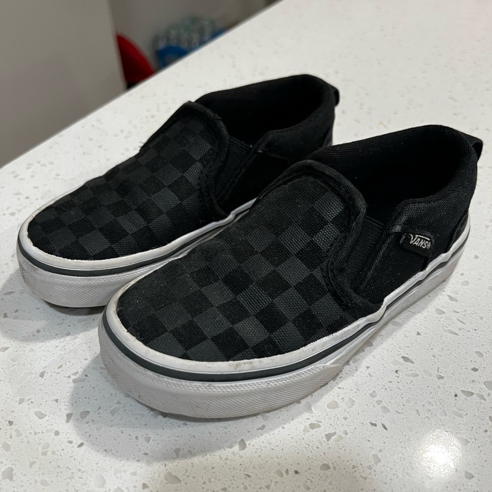 Black Checkered Slip On Vans